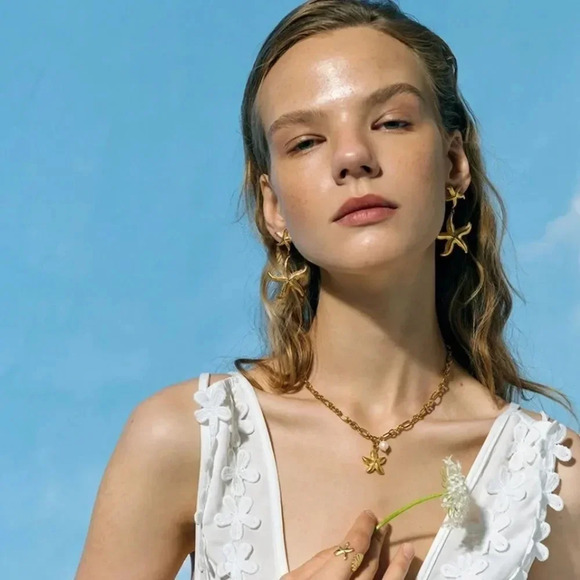 Starfish 18K Gold Stainless Steel Waterproof Earrings - Picture 9 of 17